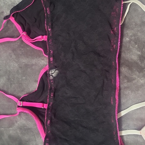 2 womens Olsenboye XL lacy black red bralette bras bralettes NWOT hot pink - Picture 5 of 5